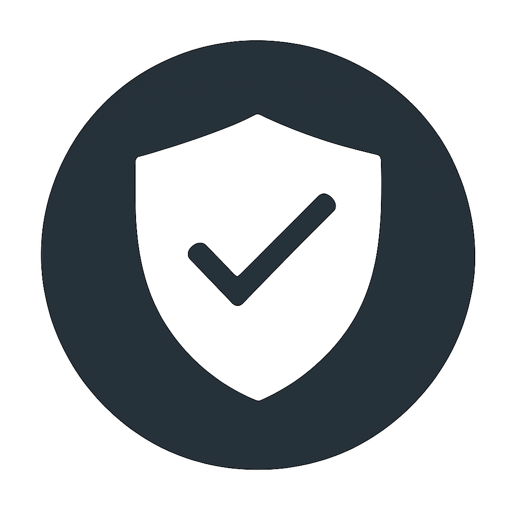 checkmark in a shield icon representing reliability